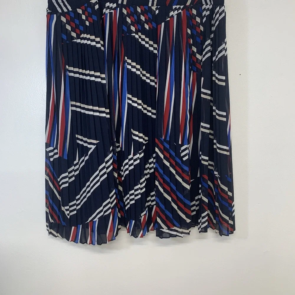 Roz Ali Pleated Midi Skirt Pull On 2X A Line‎ Full Abstract Colorful Business